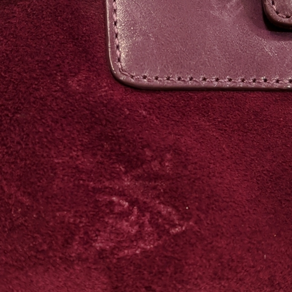 BANANA REPUBLIC MAGENTA LEATHER AND SUEDE HOBO BAG - Picture 2 of 16